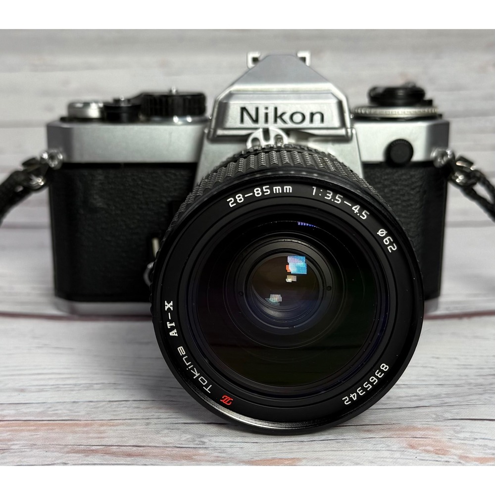 Nikon FE 35mm SLR Film Camera Silver with Tokina AT-X 28-85mm f3.5-4.5 Lens